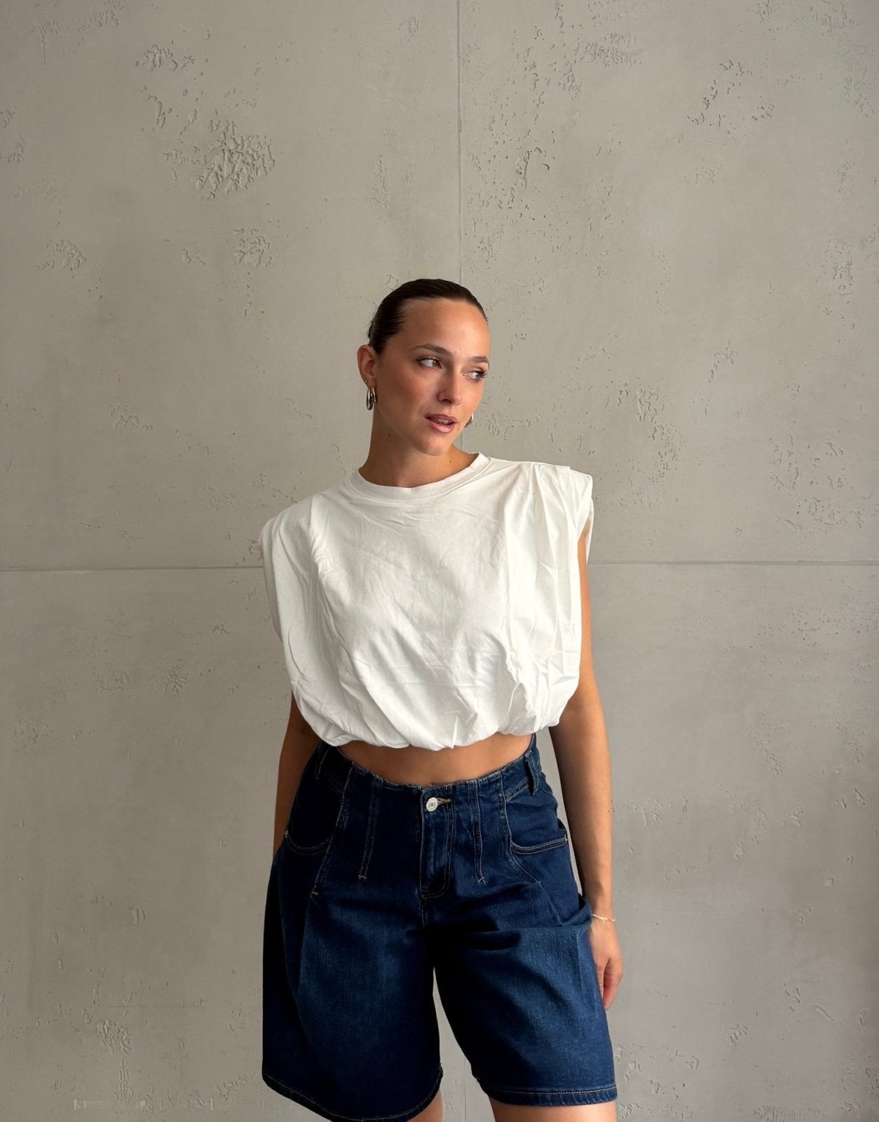 Crop Top mit Schulterpolstern - Switch-Fashion