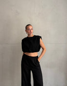 Crop Top mit Schulterpolstern - Switch-Fashion