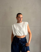 Crop Top mit Schulterpolstern - Switch-Fashion