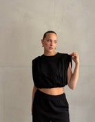 Crop Top mit Schulterpolstern - Switch-Fashion