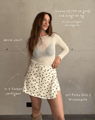 Denim Skort mit Punkten in Wickeloptik – Offwhite & Coffee - Switch - Fashion