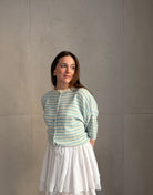 Durchgeknöpfter Kurzarm - Pullover mit Streifen - Switch - Fashion