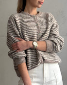 Feingestreifte Strickjacke mit Knöpfen - Switch - Fashion