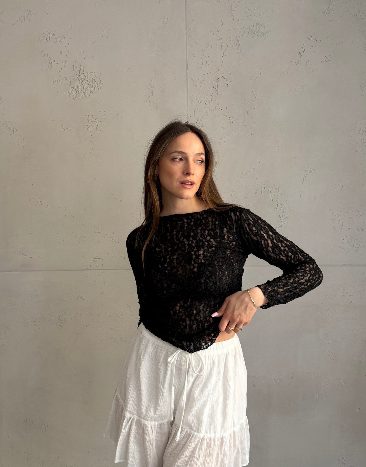 Figurbetontes Langarmshirt aus Spitze (Sheer Look) - Switch - Fashion