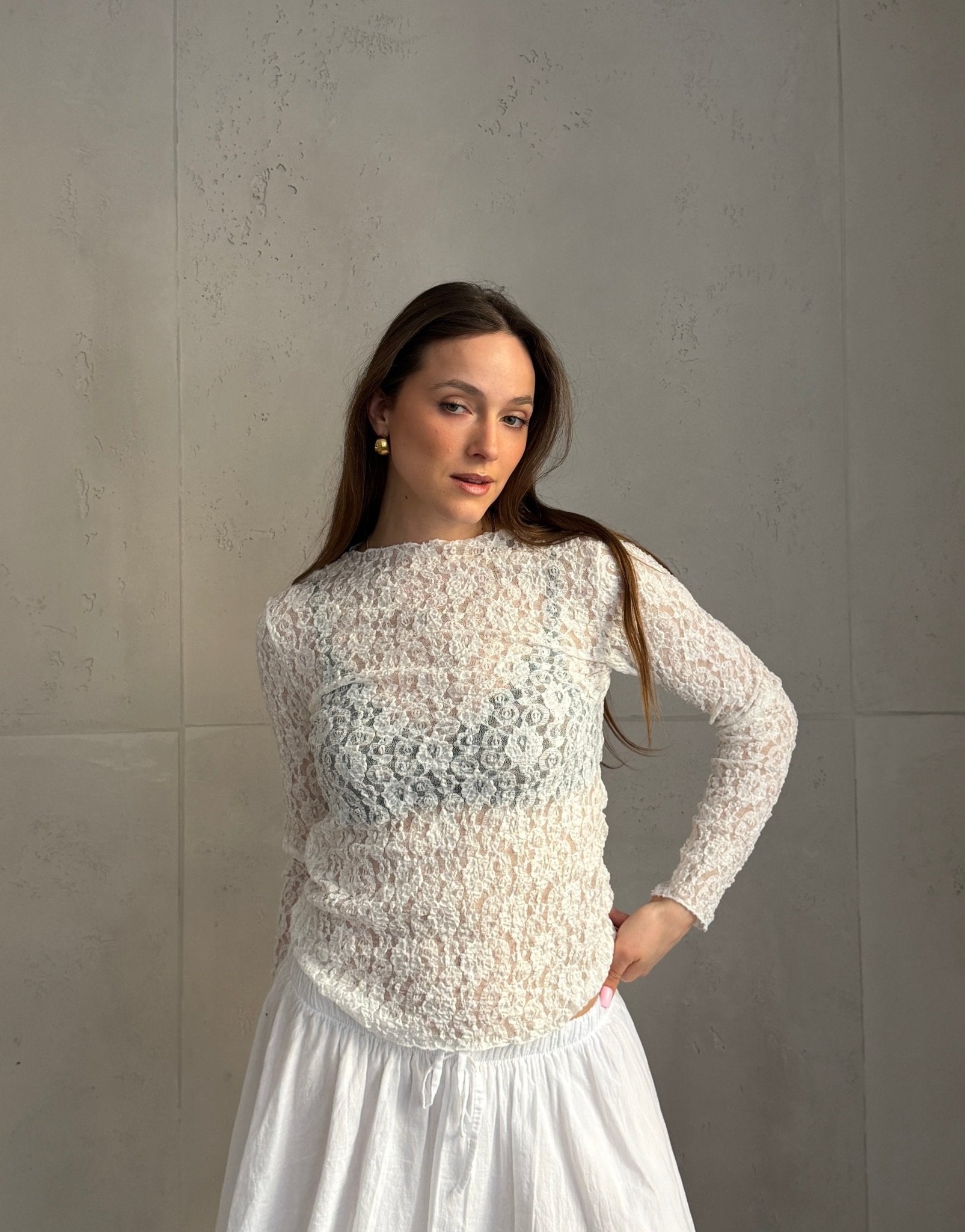 Figurbetontes Langarmshirt aus Spitze (Sheer Look) - Switch - Fashion