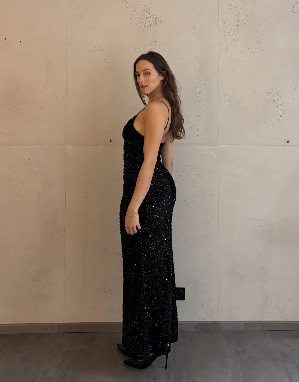 Figurbetontes Maxikleid mit Pailletten - Switch - Fashion