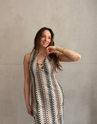 Figurbetontes Midi - Kleid im Chevron - Muster - Switch - Fashion