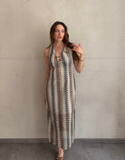 Figurbetontes Midi - Kleid im Chevron - Muster - Switch - Fashion