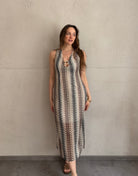 Figurbetontes Midi - Kleid im Chevron - Muster - Switch - Fashion