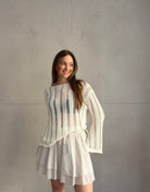 Gehäkelter Pullover mit ausgestellten Ärmeln – Weitmaschig in Offwhite - Switch - Fashion