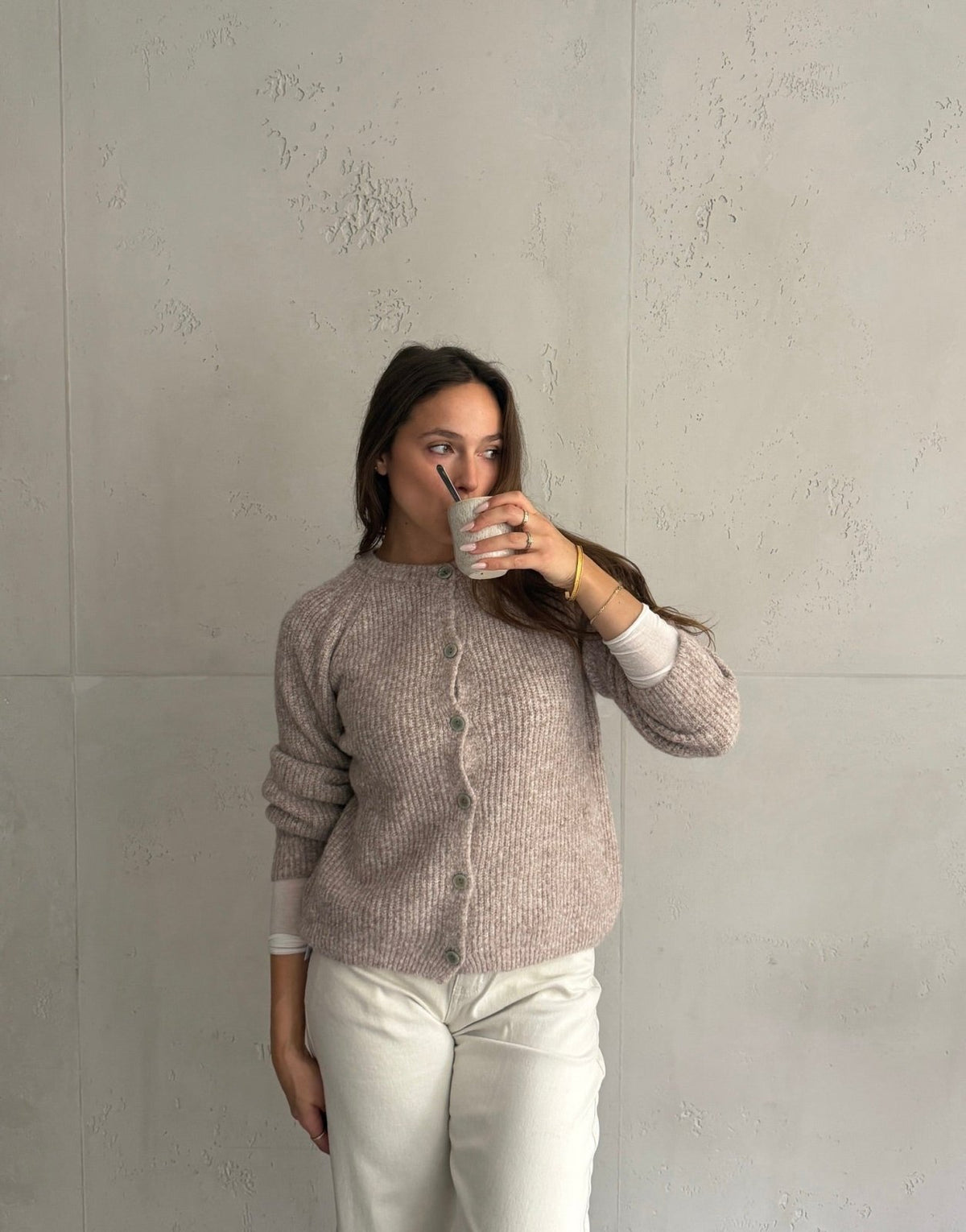 Gerippte Strickjacke mit Knopfleiste - Switch-Fashion