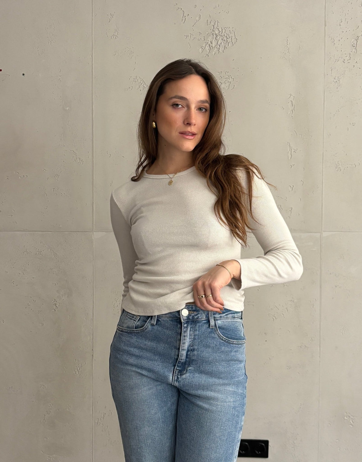 Geripptes Basic Longsleeve