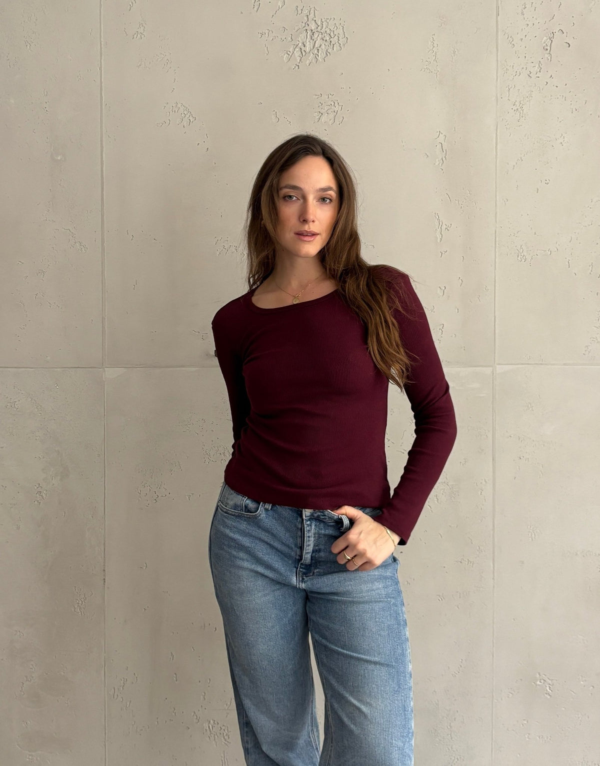 Geripptes Basic Longsleeve