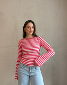 Geripptes Langarmshirt Gestreift mit ausgestelltem Arm - Switch - Fashion