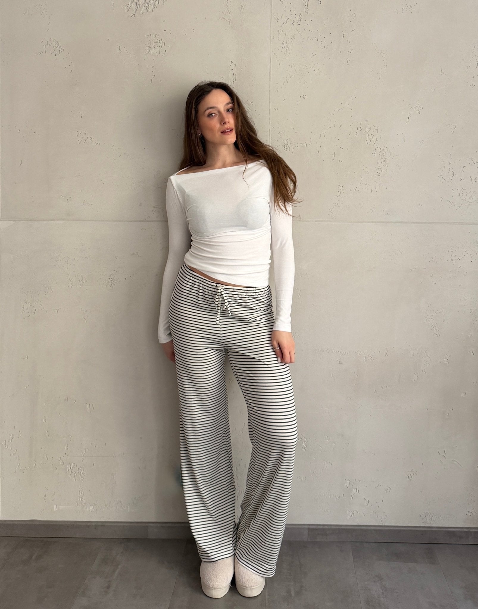Gestreifte Lounge Pant aus Rayon - Stretch - Switch - Fashion