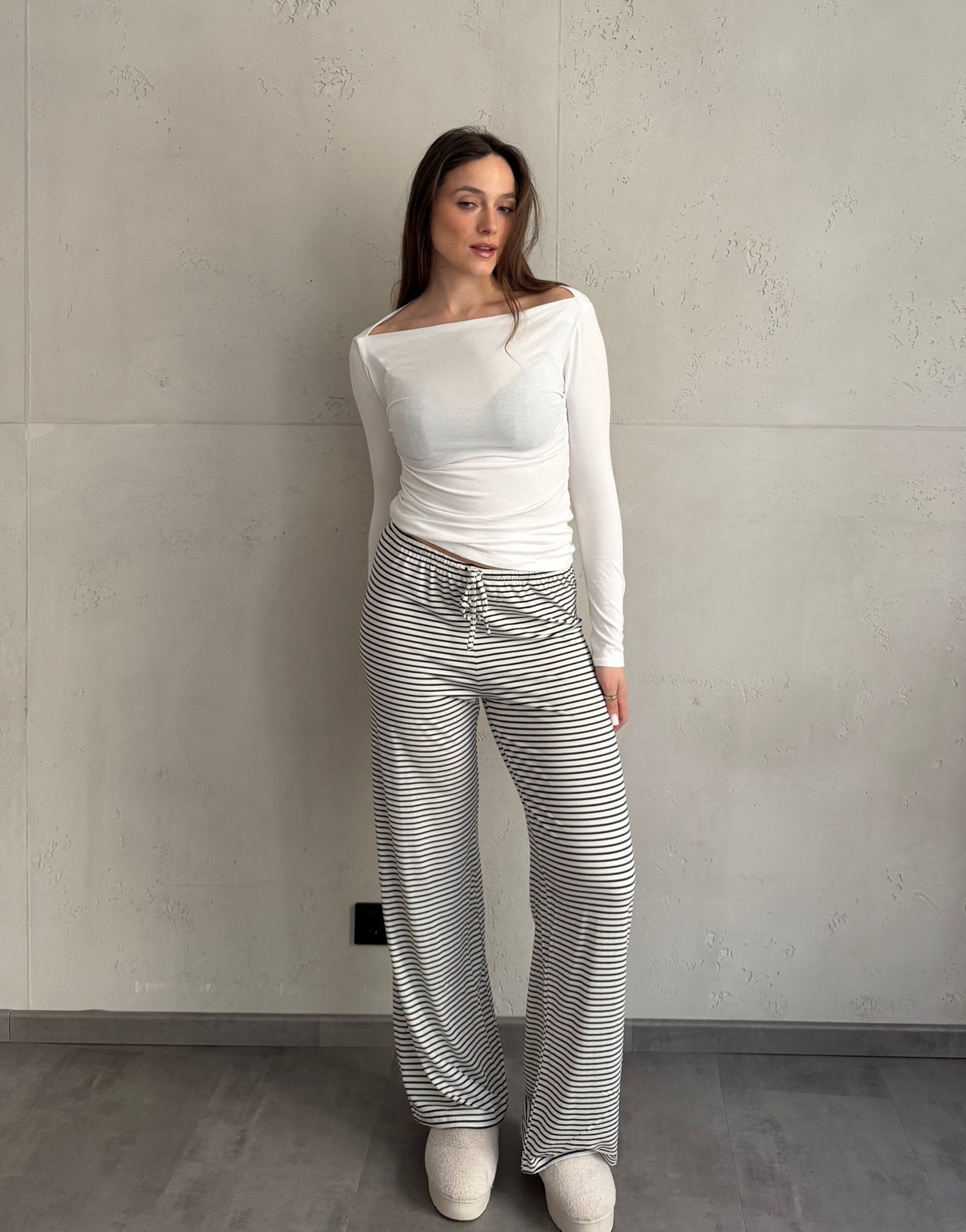 Gestreifte Lounge Pant aus Rayon - Stretch - Switch - Fashion