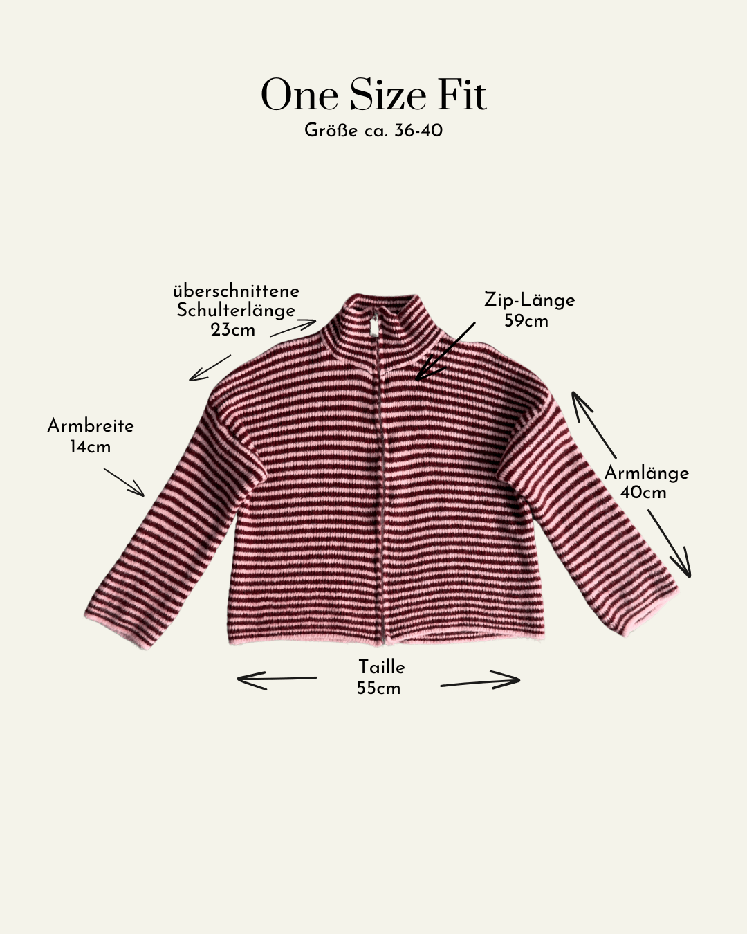 Gestreifte Strickjacke mit Reißverschluss & Stehkragen - Switch-Fashion