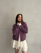 Gestreifte Strickjacke mit Reißverschluss & Stehkragen - Switch - Fashion