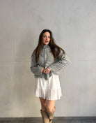 Gestreifte Strickjacke mit Reißverschluss & Stehkragen - Switch - Fashion