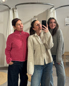 Gestreifte Strickjacke mit Reißverschluss & Stehkragen - Switch - Fashion