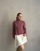Gestreifte Strickjacke mit Reißverschluss & Stehkragen - Switch - Fashion