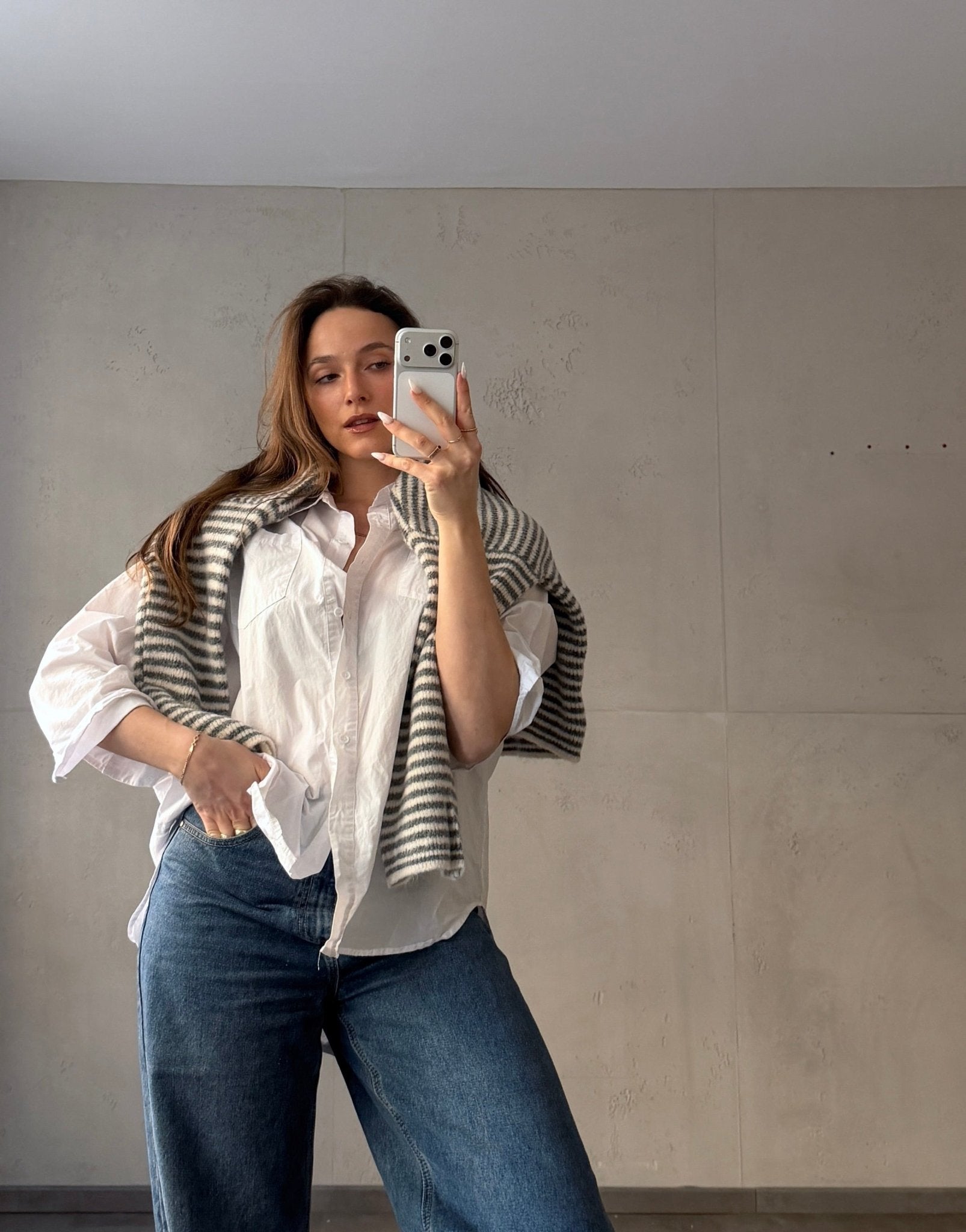 Gestreifte Strickjacke mit Reißverschluss & Stehkragen - Switch - Fashion