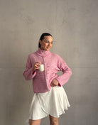 Gestreifte Strickjacke mit Reißverschluss & Stehkragen - Switch - Fashion