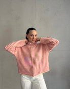 Gestreifte Strickjacke mit Reißverschluss & Stehkragen - Switch - Fashion