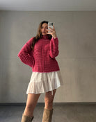 Gestreifte Strickjacke mit Reißverschluss & Stehkragen - Switch - Fashion