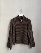 Gestreifte Strickjacke mit Reißverschluss & Stehkragen - Switch - Fashion