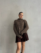 Gestreifte Strickjacke mit Stehkragen & Knöpfen - Switch - Fashion