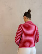 Gestreifte Strickjacke mit Stehkragen & Knöpfen - Switch - Fashion