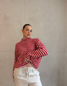 Gestreifte Strickjacke mit Stehkragen & Knöpfen - Switch - Fashion