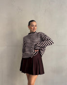 Gestreifte Strickjacke mit Stehkragen & Knöpfen - Switch - Fashion