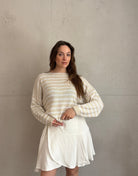 Gestreifter Baumwoll - Pullover mit Außennaht - Switch - Fashion