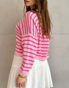 Gestreifter Baumwoll - Pullover mit Außennaht - Switch - Fashion