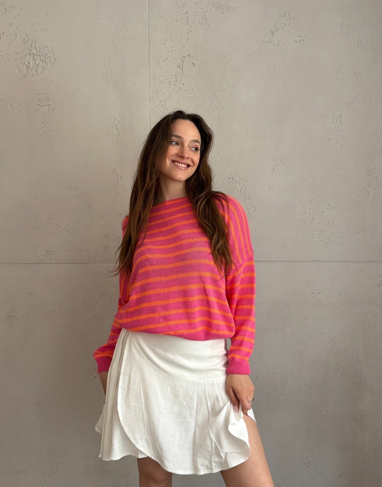 Gestreifter Baumwoll - Pullover mit Außennaht - Switch - Fashion