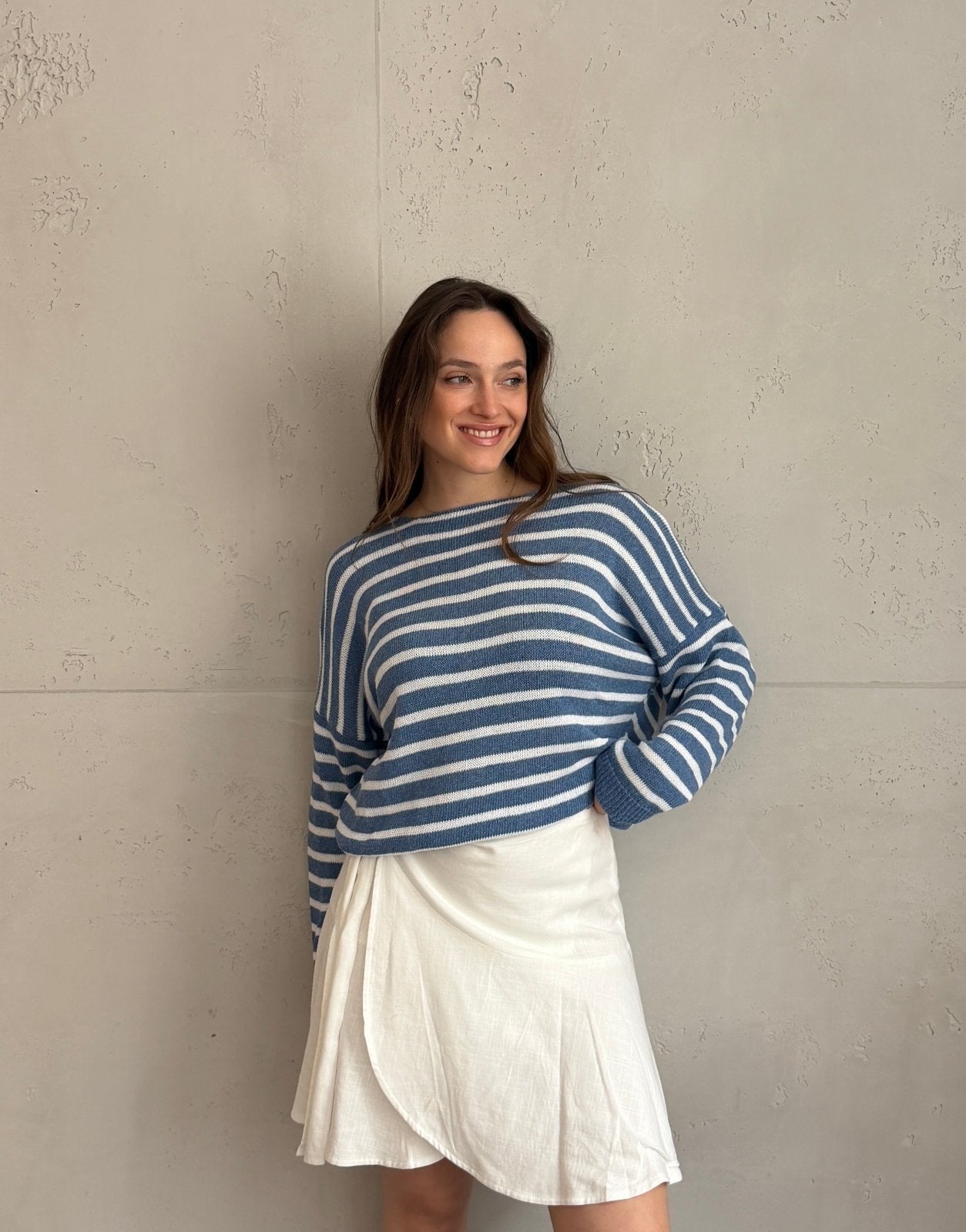 Gestreifter Baumwoll - Pullover mit Außennaht - Switch - Fashion