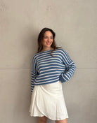 Gestreifter Baumwoll - Pullover mit Außennaht - Switch - Fashion