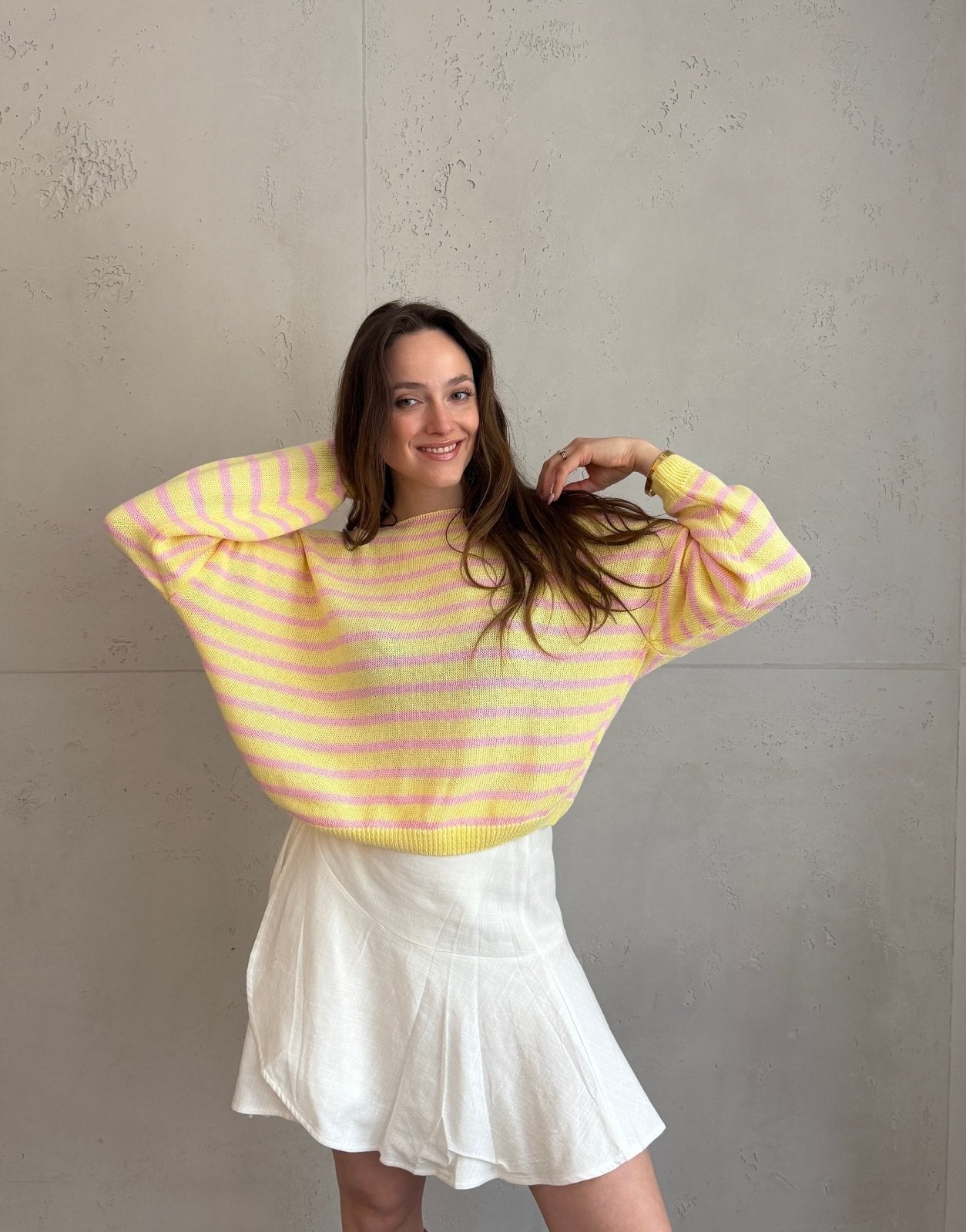 Gestreifter Baumwoll - Pullover mit Außennaht - Switch - Fashion