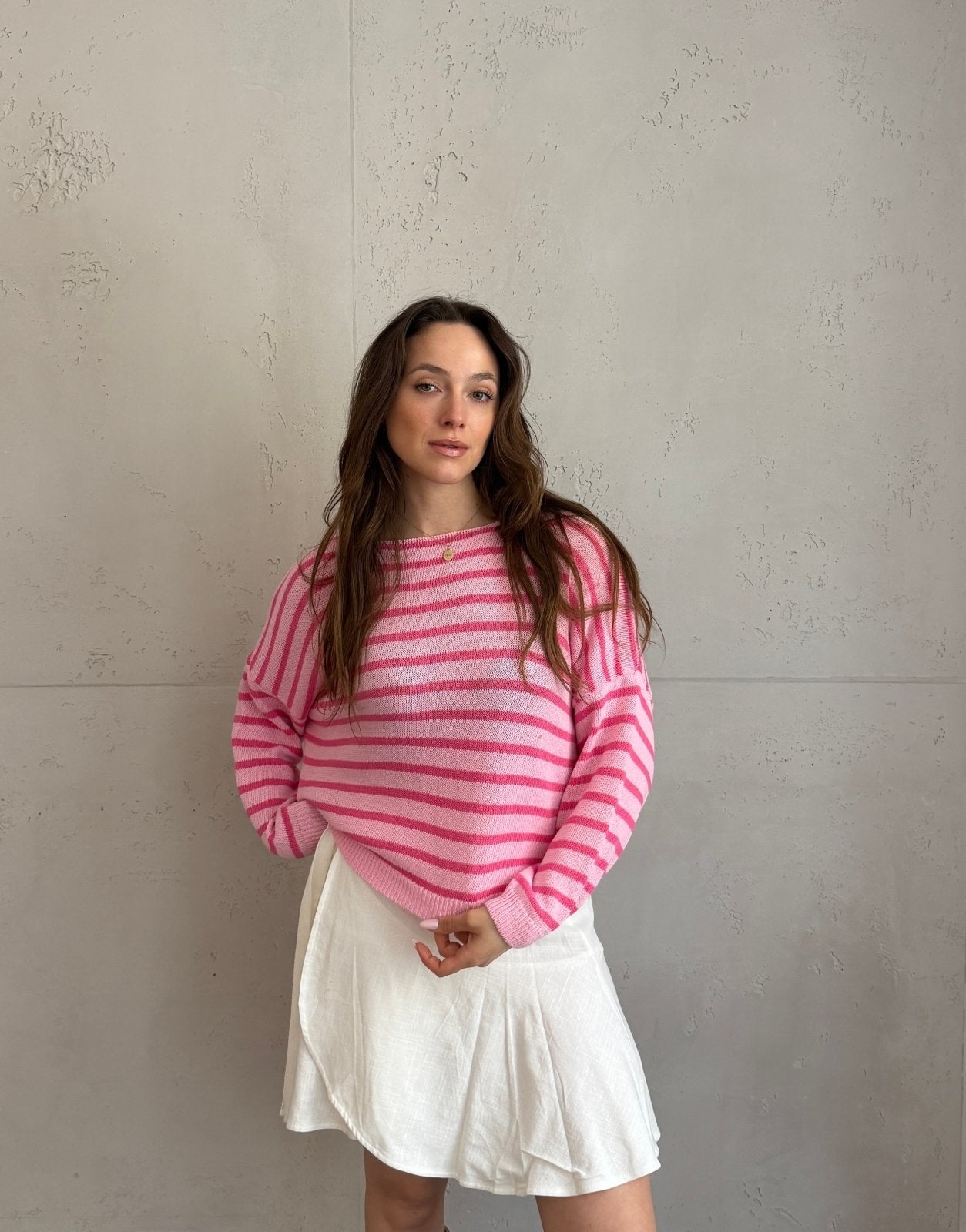 Gestreifter Baumwoll - Pullover mit Außennaht - Switch - Fashion