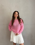 Gestreifter Baumwoll - Pullover mit Außennaht - Switch - Fashion