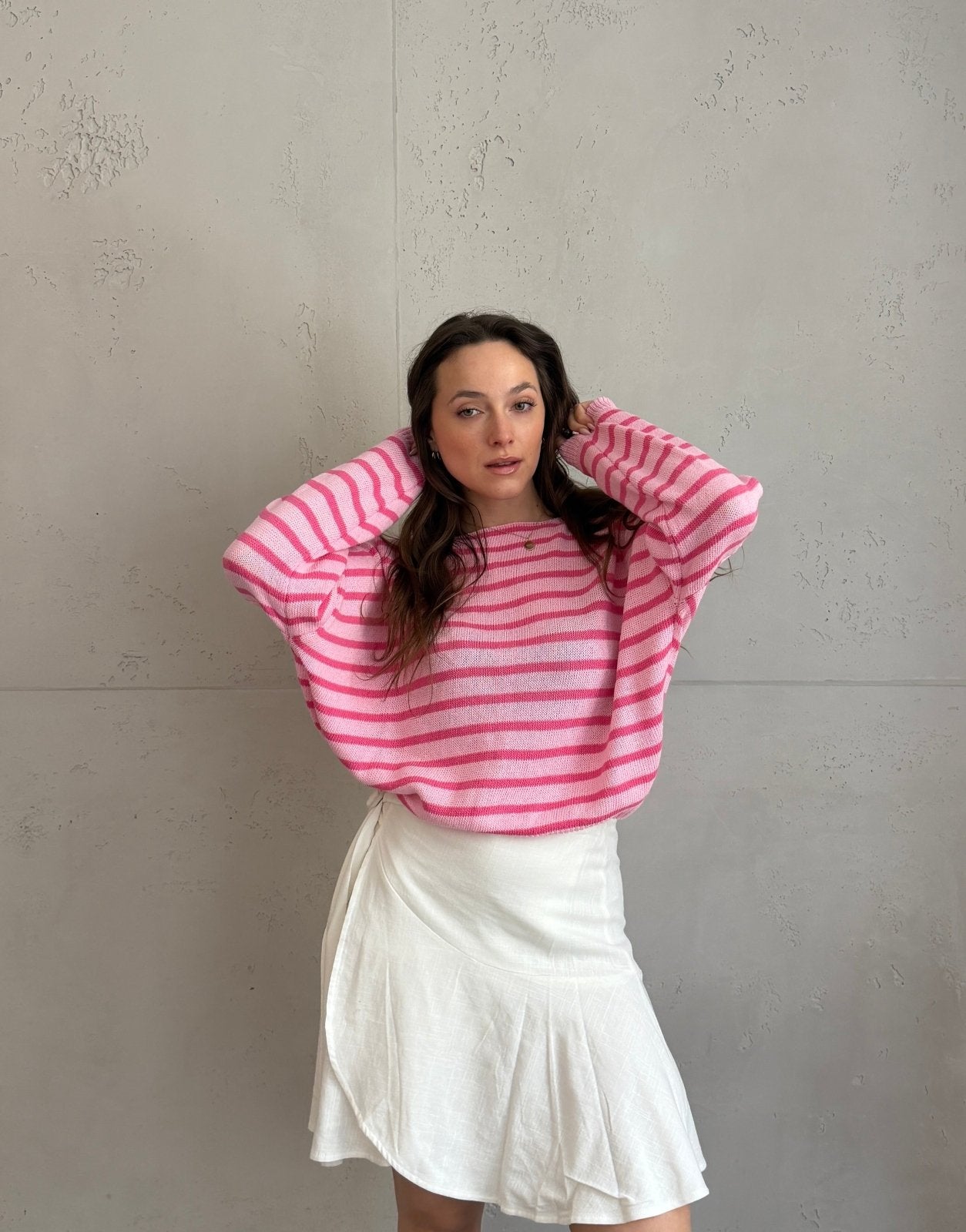 Gestreifter Baumwoll - Pullover mit Außennaht - Switch - Fashion