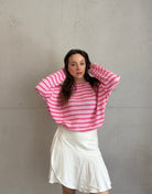 Gestreifter Baumwoll - Pullover mit Außennaht - Switch - Fashion