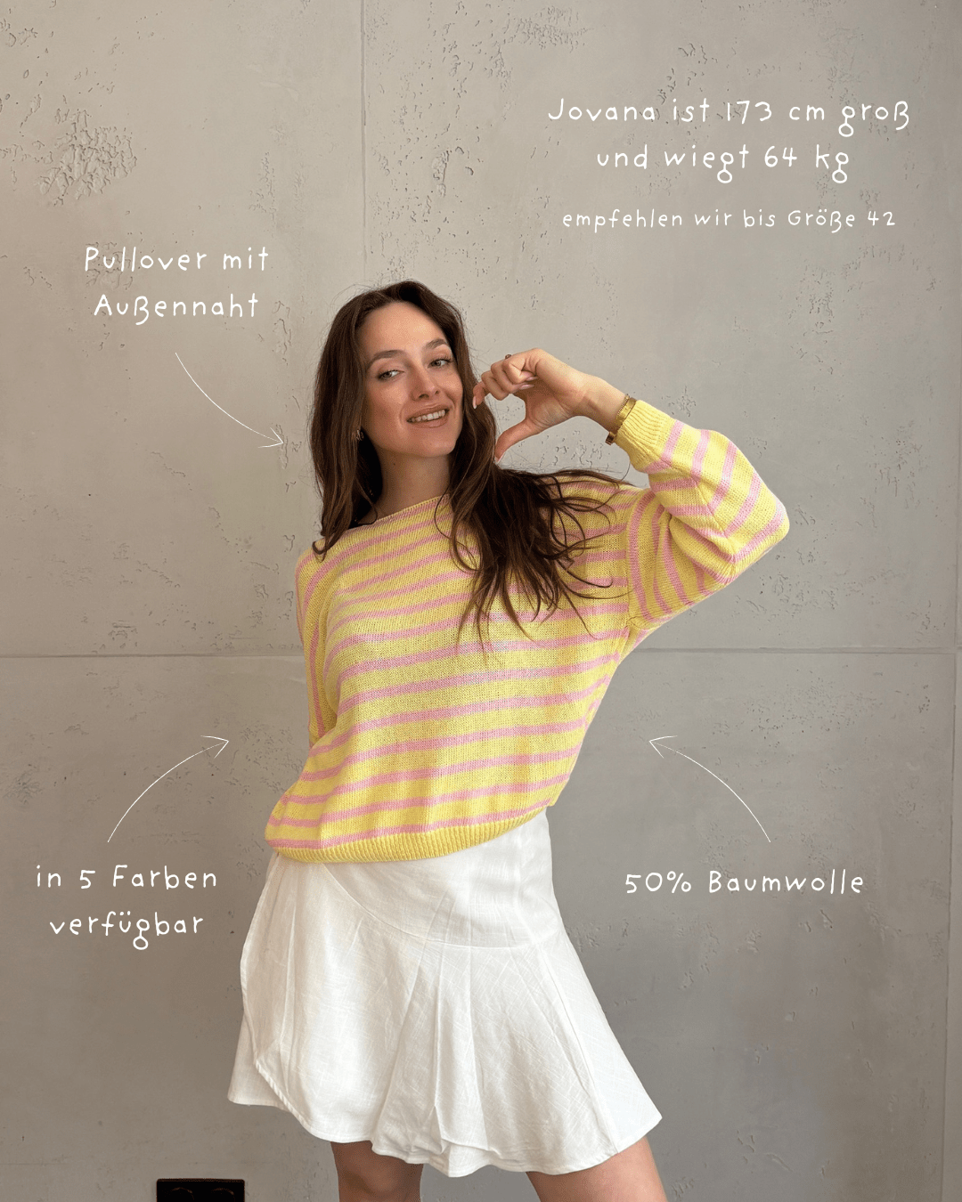 Gestreifter Baumwoll - Pullover mit Außennaht - Switch - Fashion