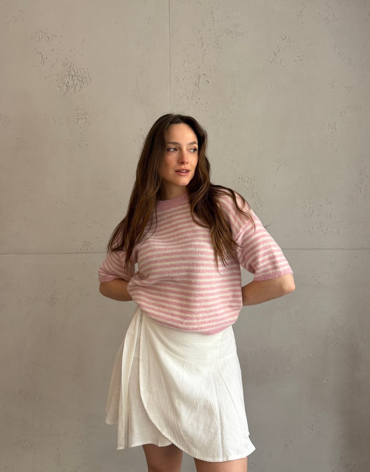 Gestreifter Kurzarm Pullover - Switch - Fashion