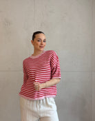 Gestreifter Kurzarm Pullover - Switch - Fashion