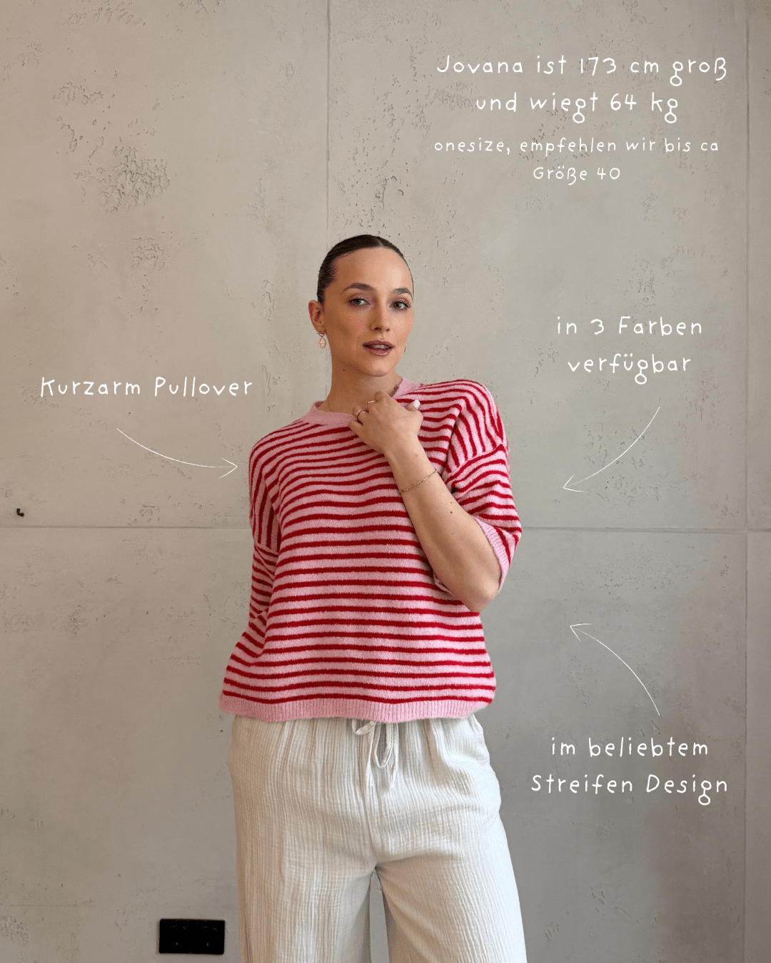 Gestreifter Kurzarm Pullover - Switch - Fashion