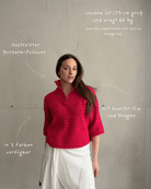 Gestreifter Kurzarm - Pullover mit Quarter - Zip und Kragen - Switch - Fashion