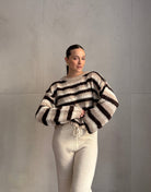 Gestreifter Oversize Pullover mit Bund - Switch - Fashion